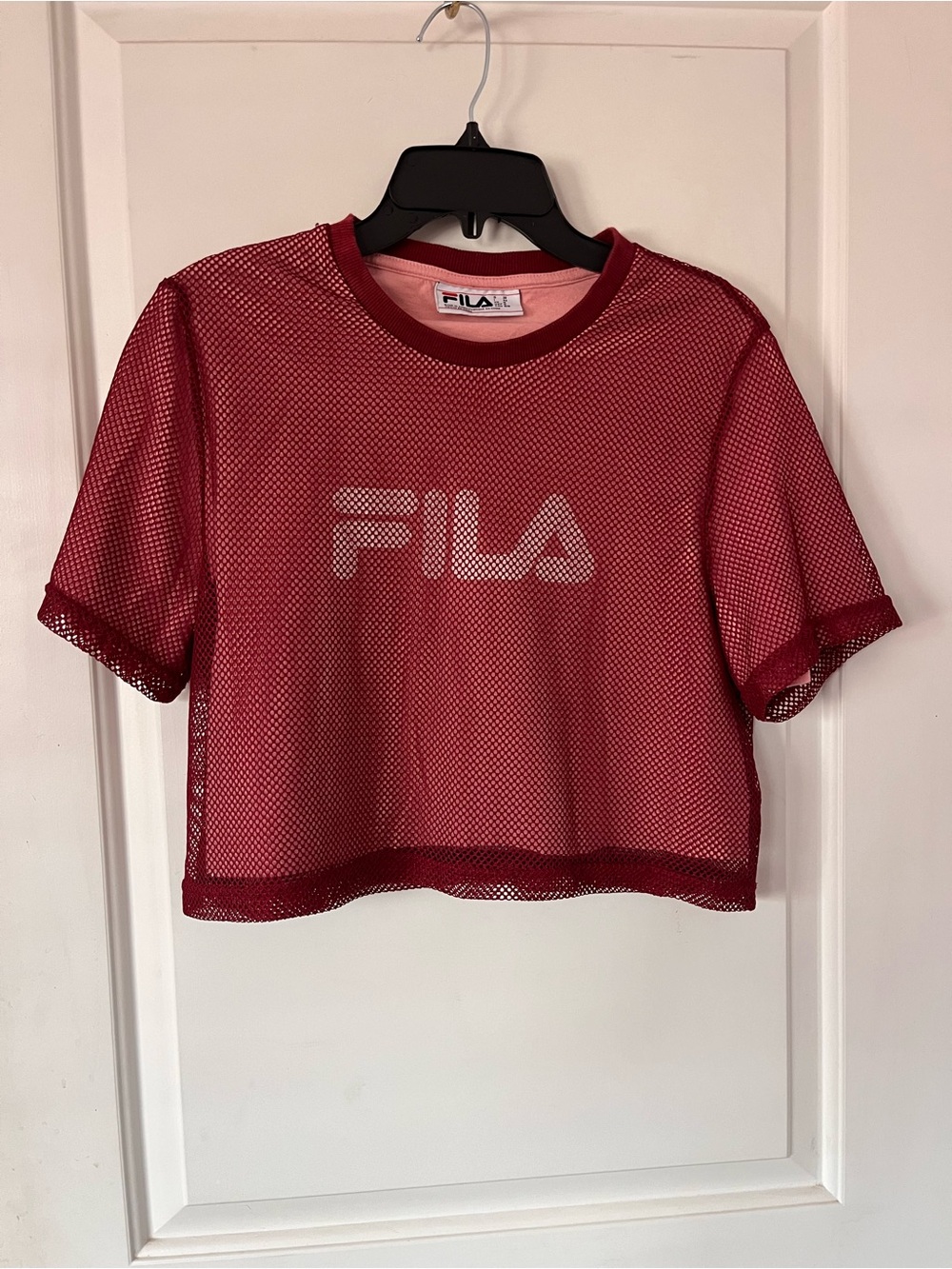 Signature Red Mesh Crop Top with FILA Logo